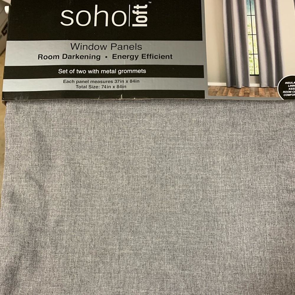 New grommet 2 curtain panels 37 x 84 gray